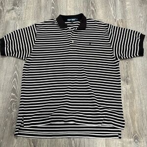 Polo Ralph Lauren Mens XL black and white Stripe Golf Polo Shirt